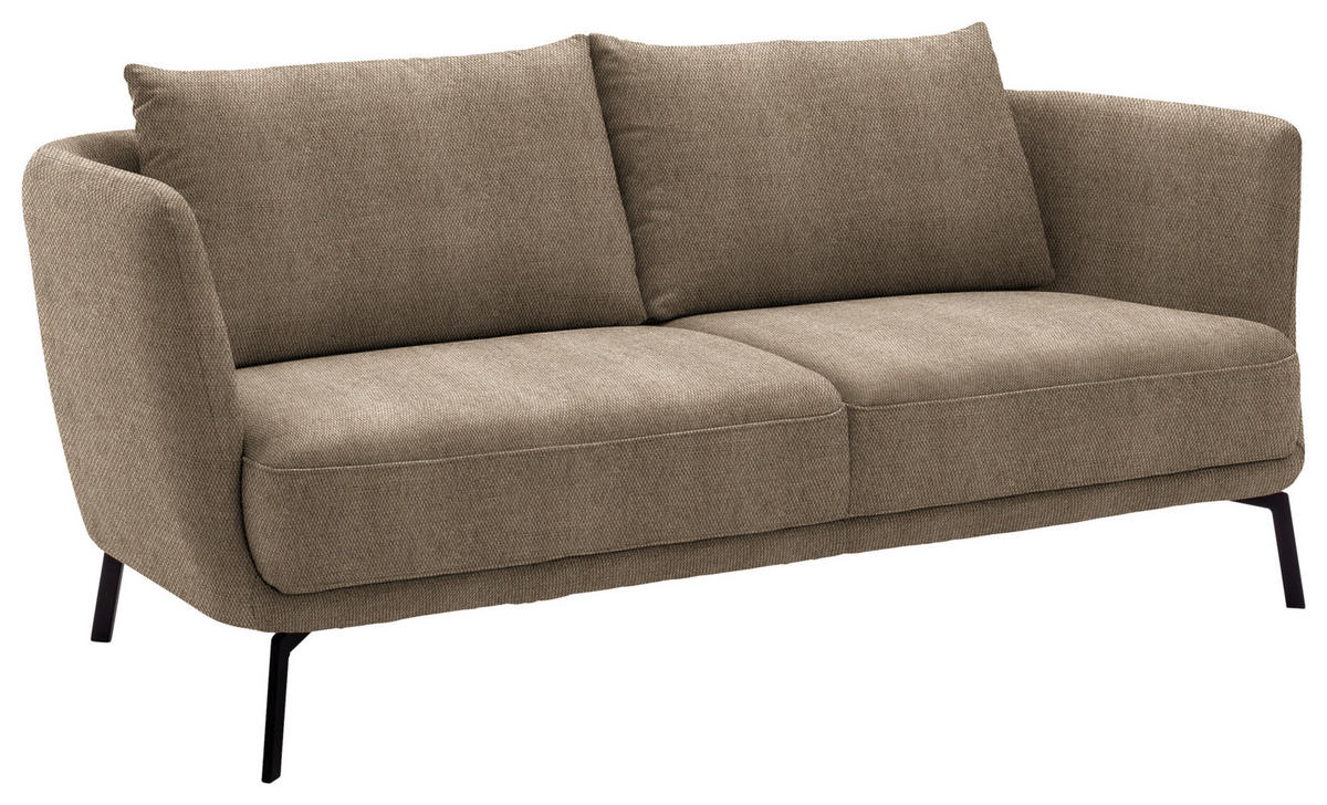 2,5-SITZER  in Flachgewebe Hellbraun  - Hellbraun/Schwarz, Design, Textil/Metall (190/71/91cm) - Schöner Wohnen
