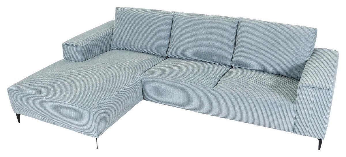 ECKSOFA in Cord Mintgrün, Hellblau  - Schwarz/Mintgrün, Konventionell, Textil/Metall (170/285cm) - Carryhome