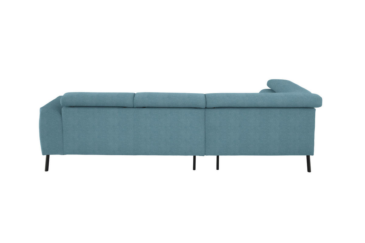ECKSOFA in Feincord Türkis  - Türkis/Schwarz, Design, Textil/Metall (205/280cm) - MID.YOU