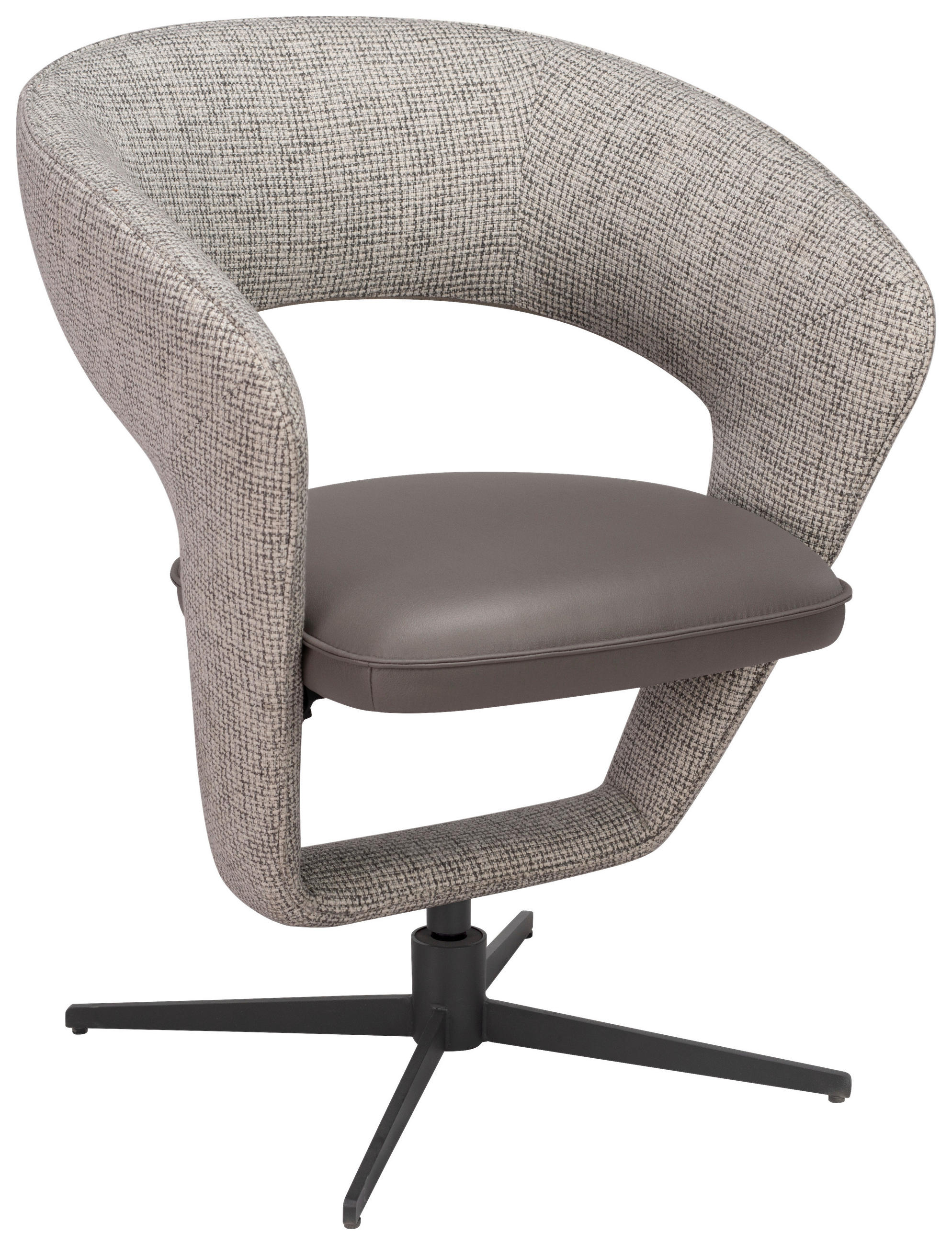 ARMLEHNSTUHL  in Eisen Mikrofaser, Webstoff  - Hellgrau/Schwarz, Design, Textil/Metall (62/84/62cm) - Moderano