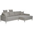 ECKSOFA Hellgrau Cord  - Hellgrau/Schwarz, KONVENTIONELL, Textil/Metall (276/173cm) - Carryhome