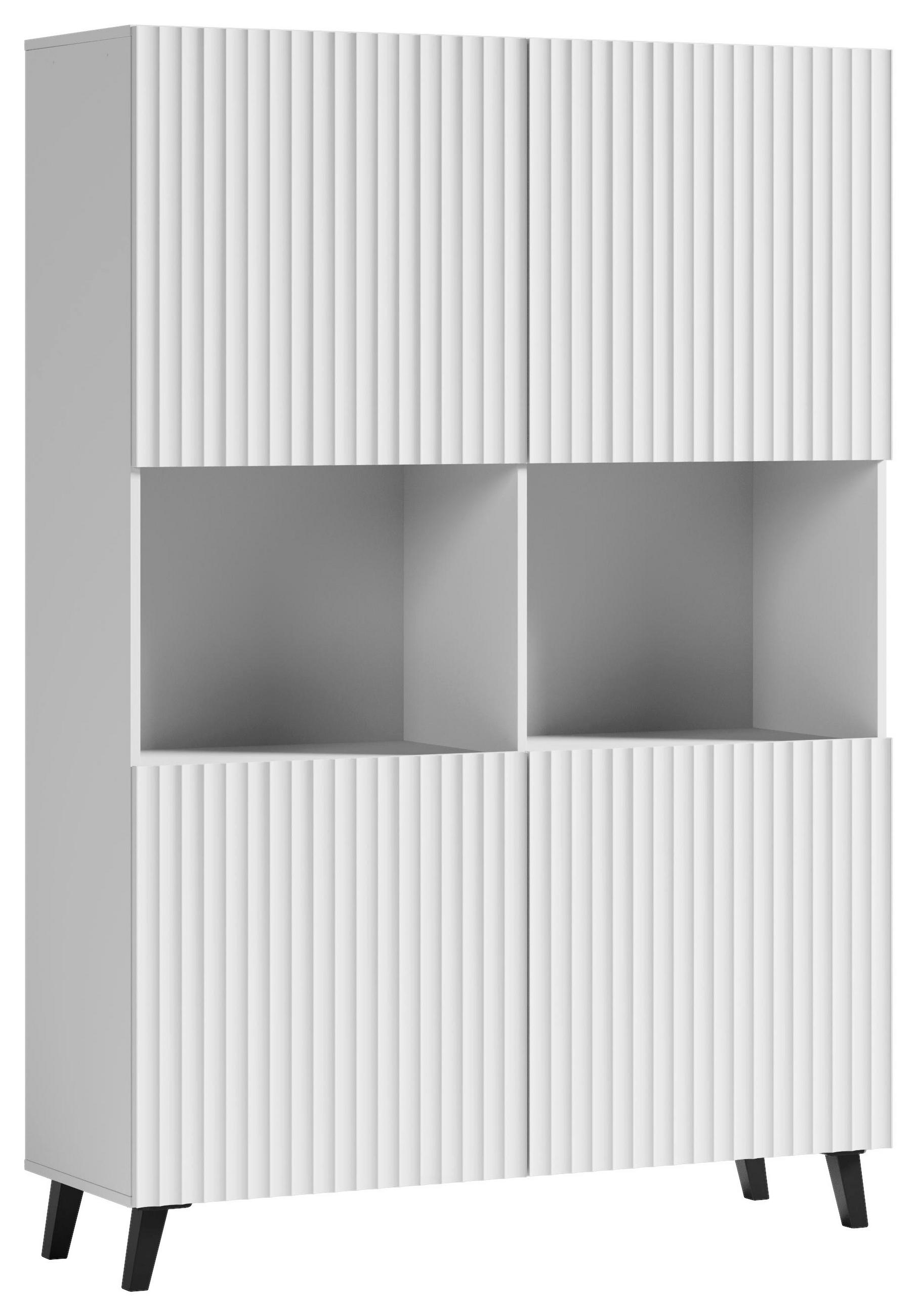 VISOKA KOMODA, bela  - črna/bela, Design, leseni material (120/172/39,1cm) - Livetastic