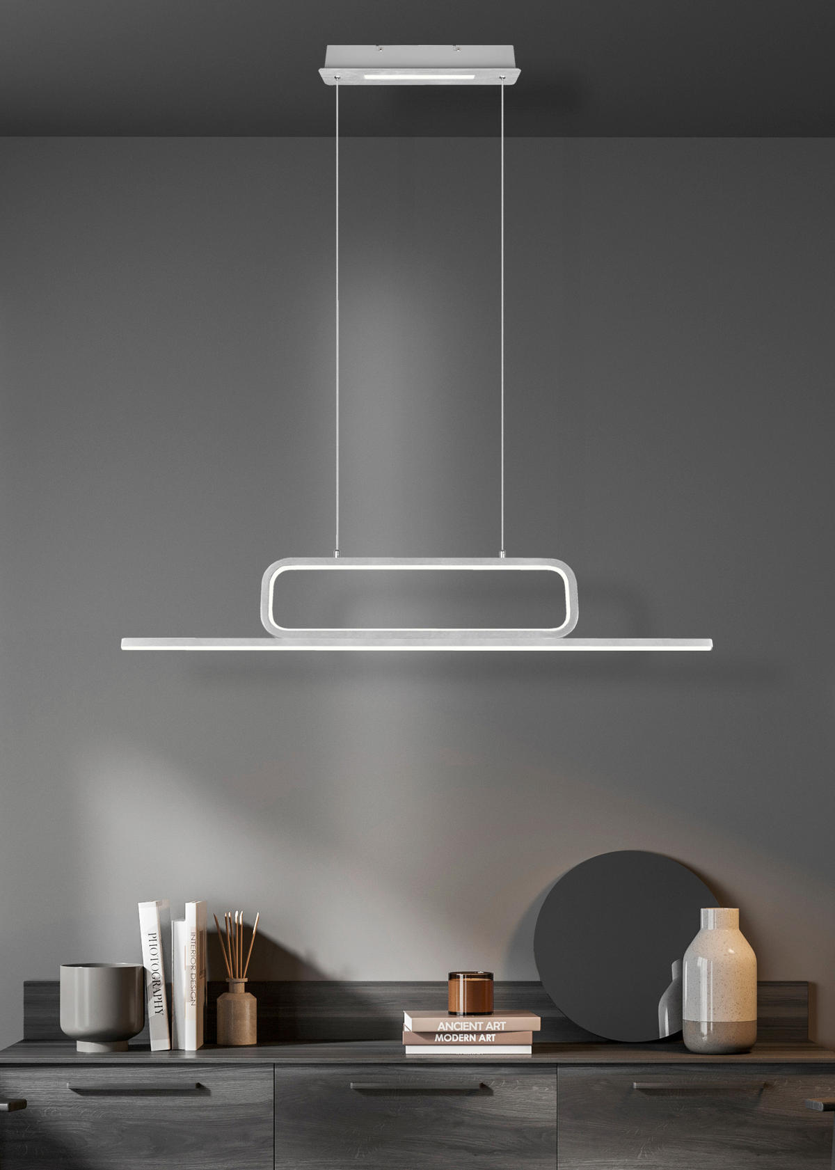 LED-HÄNGELEUCHTE 110/7,5/150 cm  - Alufarben, Basics, Metall (110/7,5/150cm) - Trio Leuchten