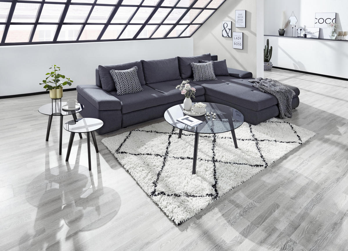 ECKSOFA Anthrazit, Dunkelgrau Webstoff  - Dunkelgrau/Anthrazit, Design, Kunststoff/Textil (313/215cm) - Carryhome