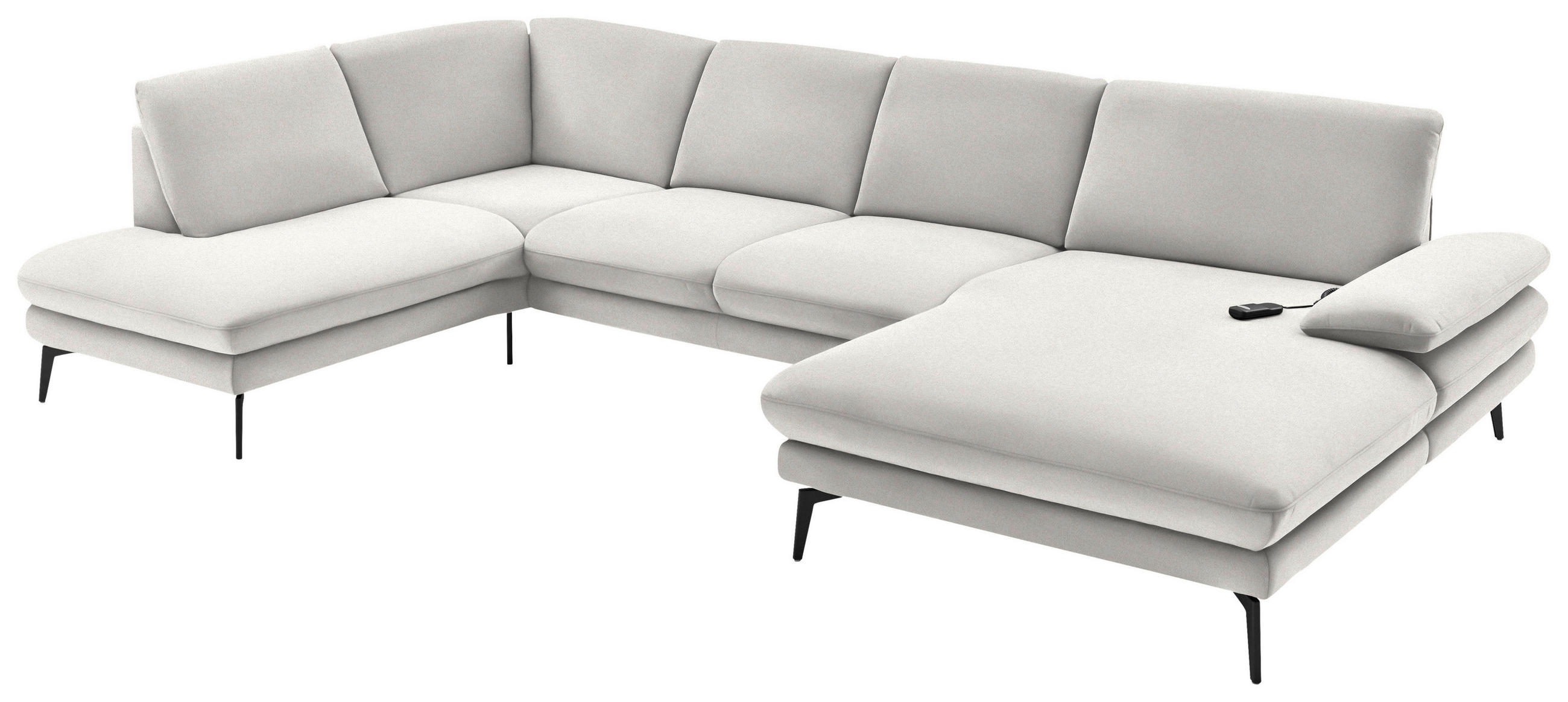 WOHNLANDSCHAFT Creme, Naturfarben Webstoff  - Creme/Schwarz, Design, Textil/Metall (208/344/180cm) - Dieter Knoll