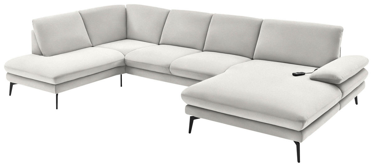 WOHNLANDSCHAFT in Webstoff Creme, Naturfarben  - Creme/Schwarz, Design, Textil/Metall (208/344/180cm) - Dieter Knoll
