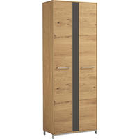 GARDEROBENSCHRANK  in 72/195/37 cm  - Edelstahlfarben/Eichefarben, Design, Glas/Holz (72/195/37cm)
