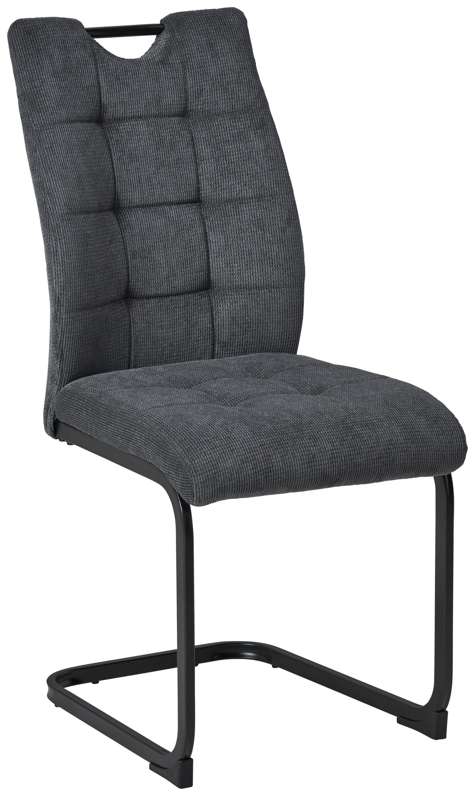 SCHWINGSTUHL  in Eisen Mikrofaser  - Anthrazit/Schwarz, LIFESTYLE, Textil/Metall (44/96/59cm) - MID.YOU