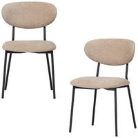 STUHL-SET 2 Stück  in Eisen Chenille  - Schwarz/Naturfarben, MODERN, Textil/Metall (47/79/53cm) - Livetastic