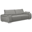 3-SITZER-SOFA Lederlook Hellgrau  - Chromfarben/Hellgrau, KONVENTIONELL, Textil/Metall (241/85/95cm) - Carryhome
