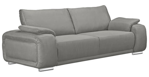 3-SITZER-SOFA Lederlook Hellgrau - Chromfarben/Hellgrau, KONVENTIONELL, Textil/Metall (241/85/95cm) - Carryhome