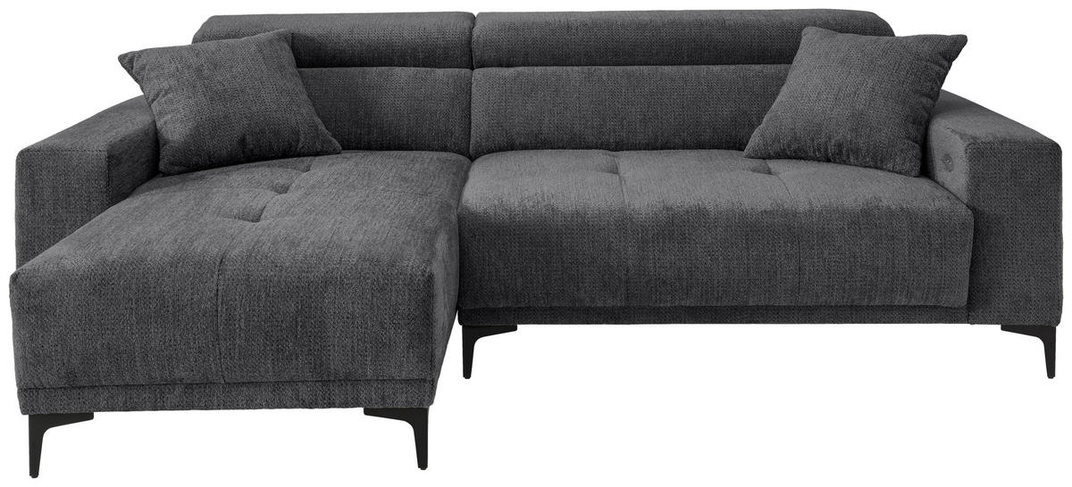 ECKSOFA Chenille Anthrazit  - Anthrazit/Schwarz, Basics, Textil/Metall (183/250cm) - Livetastic