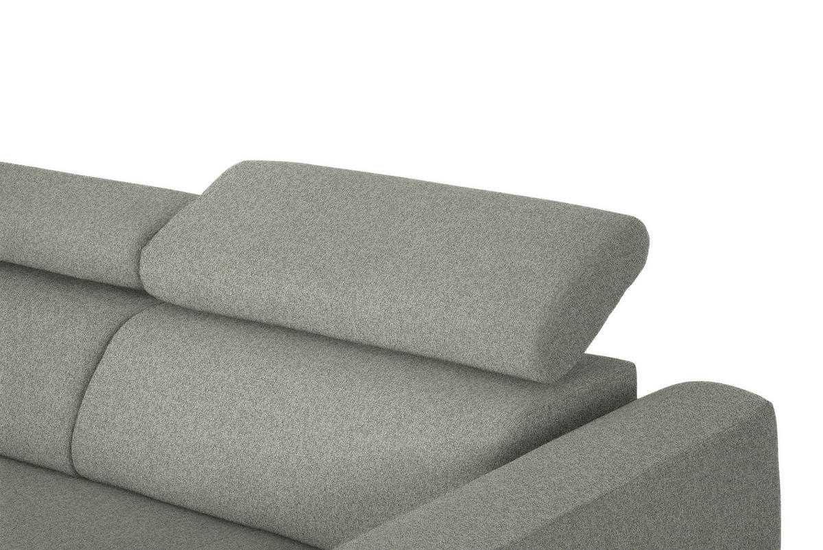 ECKSOFA in Struktur Hellgrau  205/280 cm  - Hellgrau/Schwarz, Design, Textil/Metall (205/280cm) - Xora