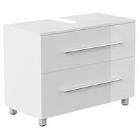 WASCHBECKENUNTERSCHRANK 85/63/41,6 cm  - Weiß Hochglanz/Silberfarben, MODERN, Holzwerkstoff/Metall (85/63/41,6cm) - MID.YOU