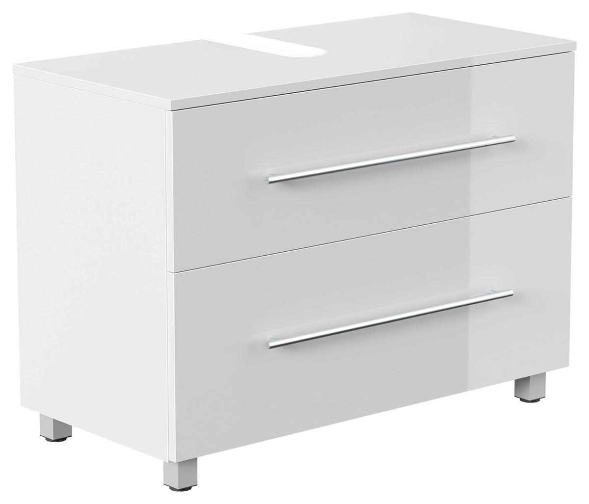 WASCHBECKENUNTERSCHRANK 85/63/41,6 cm  - Weiß Hochglanz/Silberfarben, MODERN, Holzwerkstoff/Metall (85/63/41,6cm) - MID.YOU