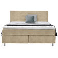 BOXSPRINGBETT 180/200 cm  in Beige  - Chromfarben/Beige, KONVENTIONELL, Kunststoff/Textil (180/200cm) - Voleo