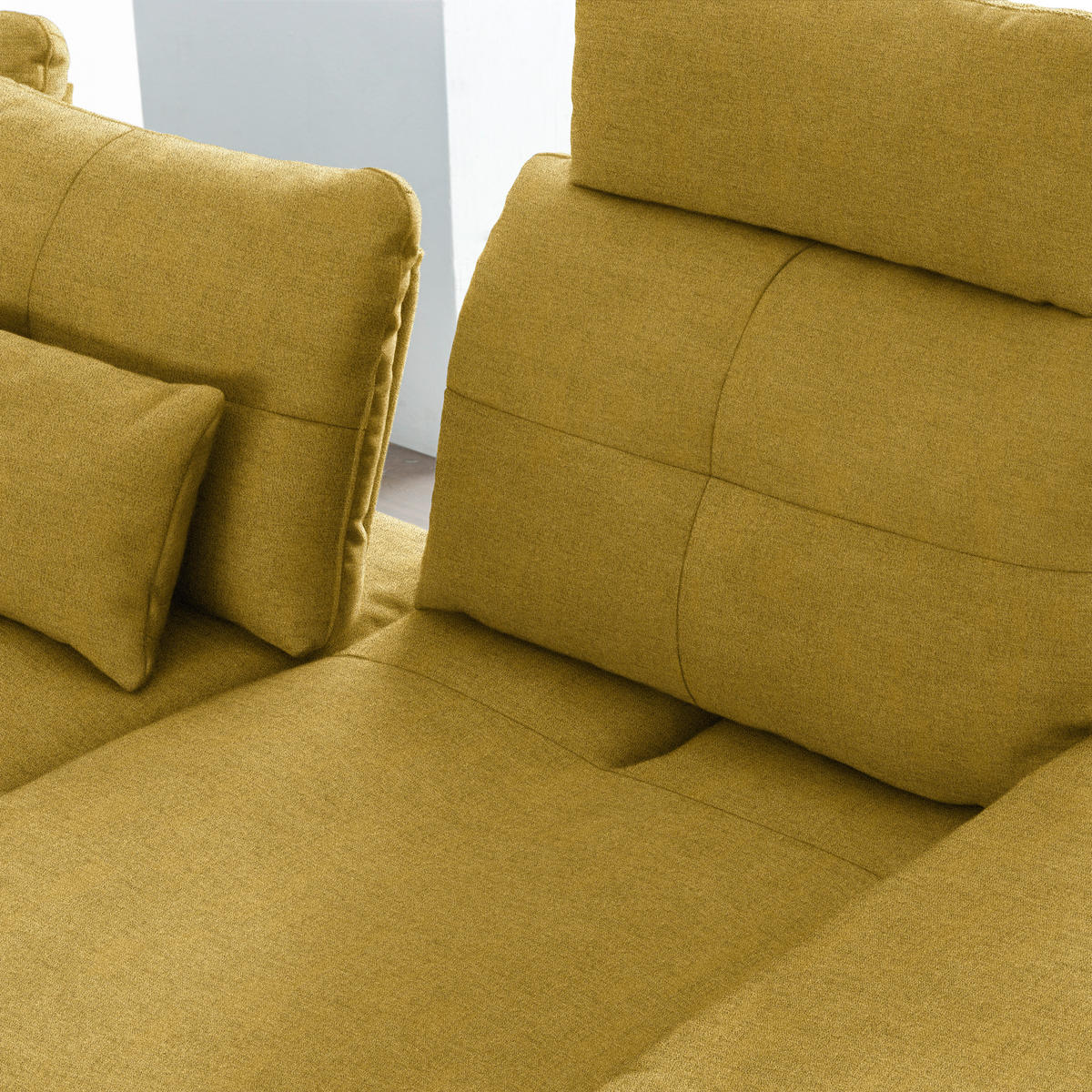 ECKSOFA in Flachgewebe Hellgrün  271/344 cm  - Schwarz/Hellgrün, Design, Textil/Metall (271/344cm) - Chilliano