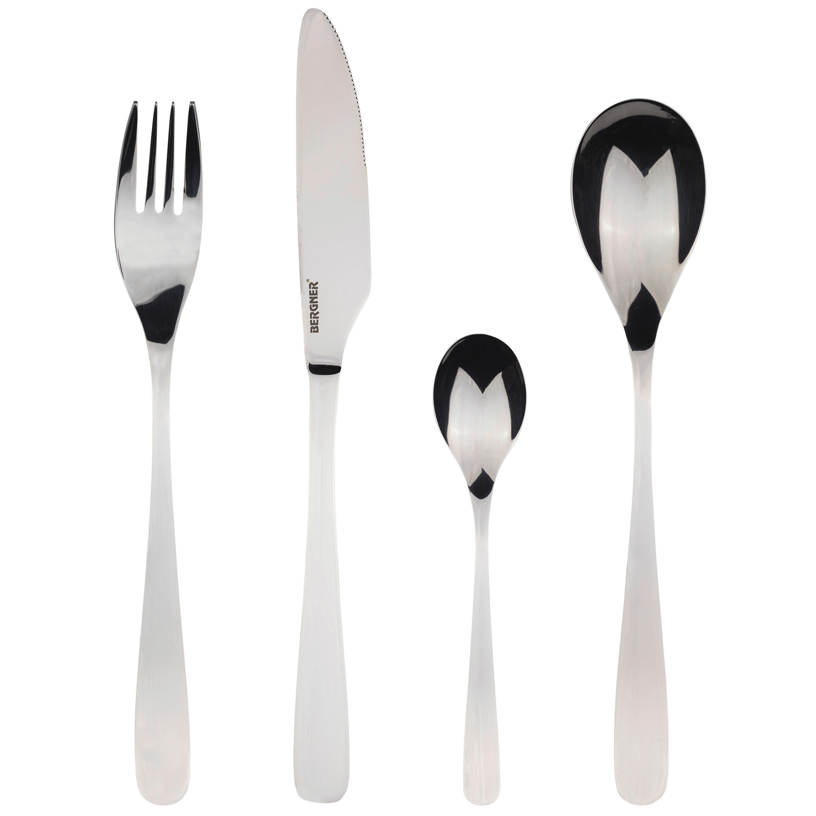 BESTECKSET 24-teilig Edelstahl  - Edelstahlfarben, Trend, Metall