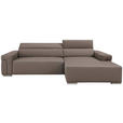 ECKSOFA DUA in Echtleder Grau  293/170 cm  - Chromfarben/Grau, Design, Leder/Metall (293/170cm) - Novel