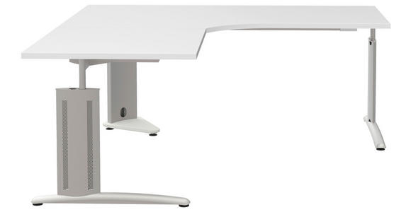 ECKSCHREIBTISCH 180/80/70-82 cm in Weiß, Alufarben - Alufarben/Weiß, KONVENTIONELL, Holzwerkstoff/Metall (180/80/70-82cm) - Moderano