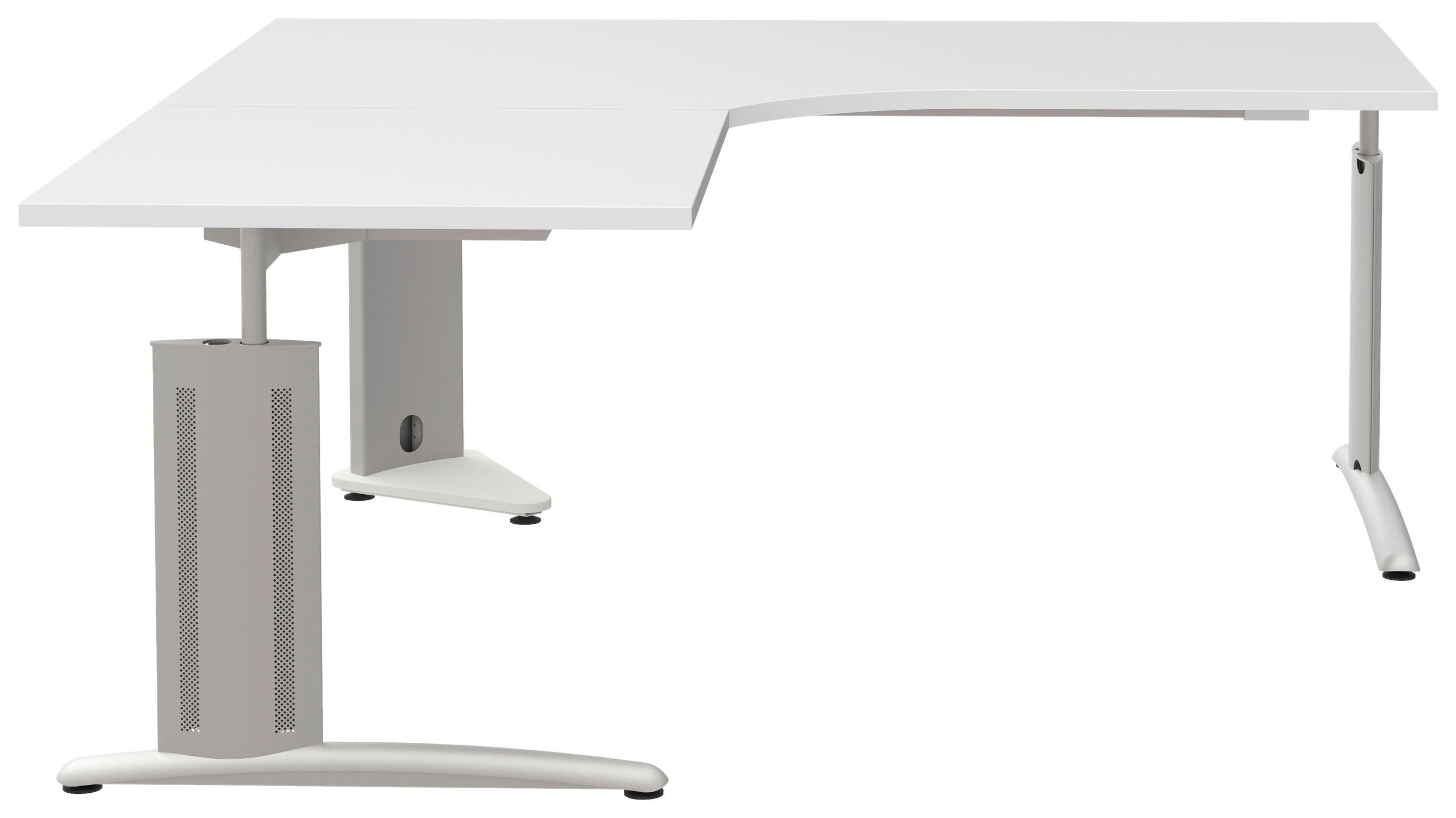 ECKSCHREIBTISCH 180/80/70-82 cm in Weiß, Alufarben - Alufarben/Weiß, KONVENTIONELL, Holzwerkstoff/Metall (180/80/70-82cm) - Moderano