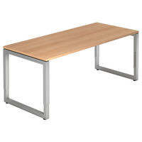 SCHREIBTISCH 180/80/85 cm  in Eichefarben  - Eichefarben/Silberfarben, KONVENTIONELL, Holzwerkstoff/Metall (180/80/85cm) - Venda