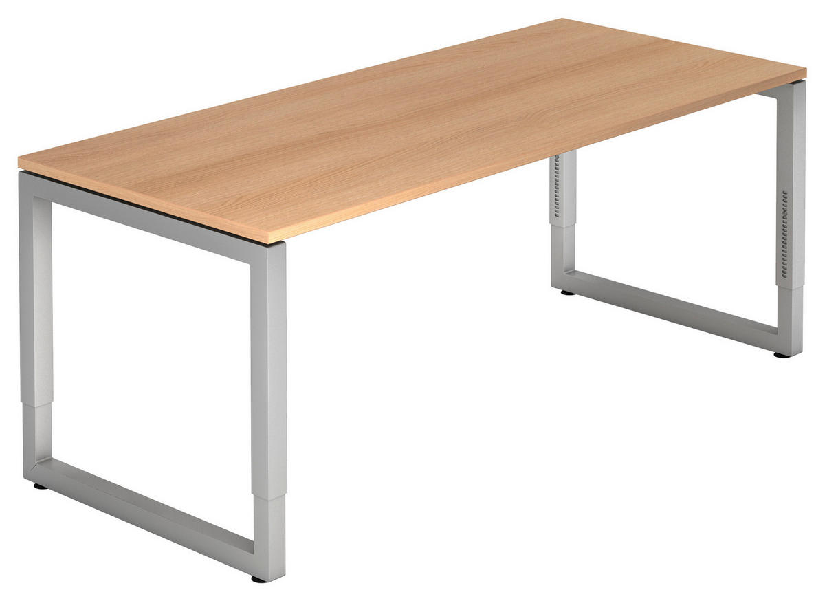 SCHREIBTISCH 180/80/85 cm  in Eichefarben  - Eichefarben/Silberfarben, KONVENTIONELL, Holzwerkstoff/Metall (180/80/85cm) - Venda