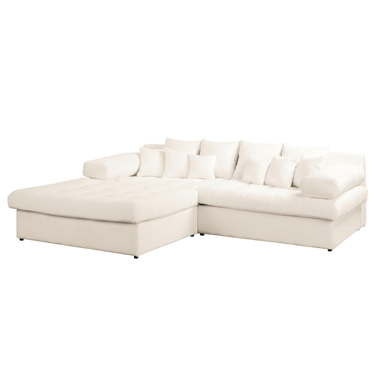 ECKSOFA Chenille Creme  - Creme/Schwarz, Design, Kunststoff/Textil (243/284cm) - P & B