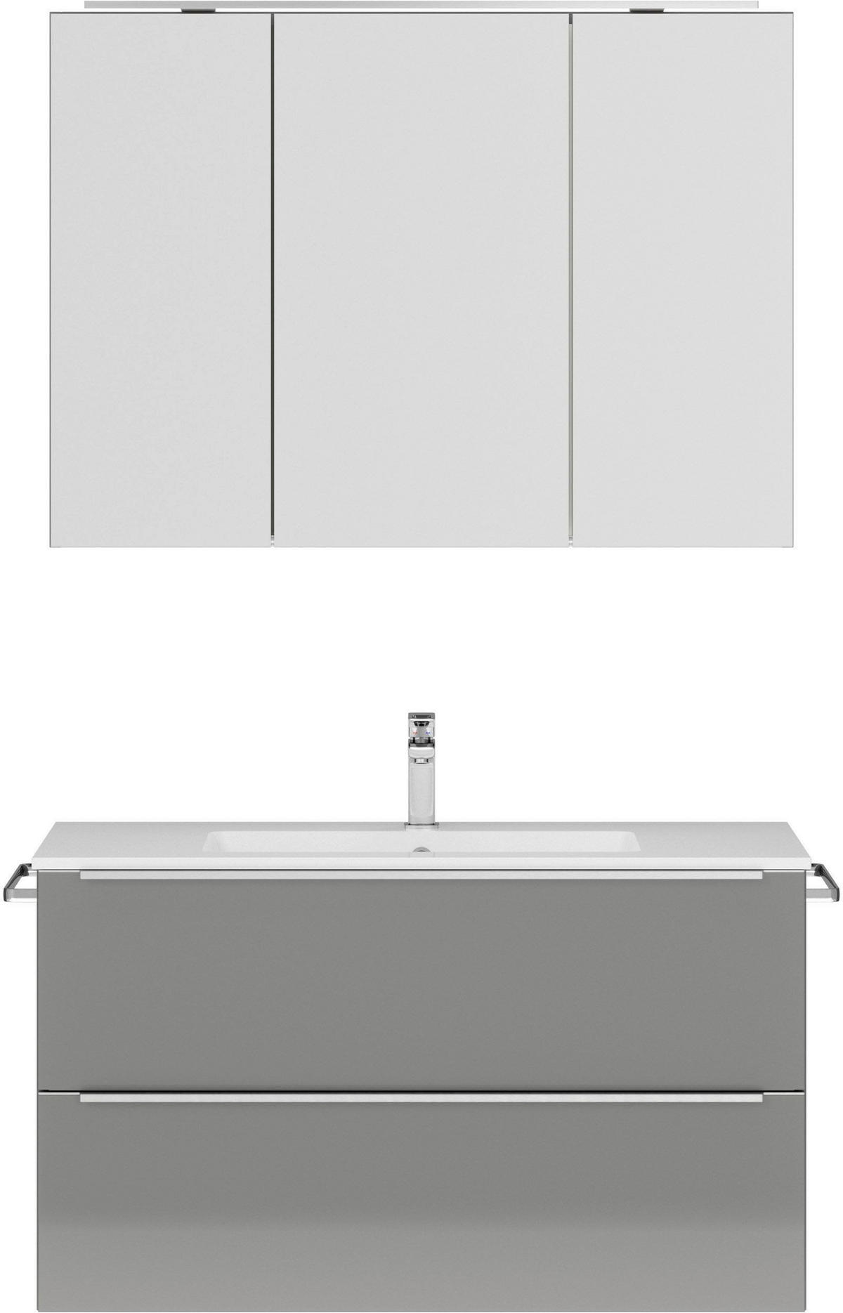 BADEZIMMER 3-teilig  in 101 cm  - Schieferfarben/Edelstahlfarben, MODERN, Holzwerkstoff/Stein (101cm) - Nobilia