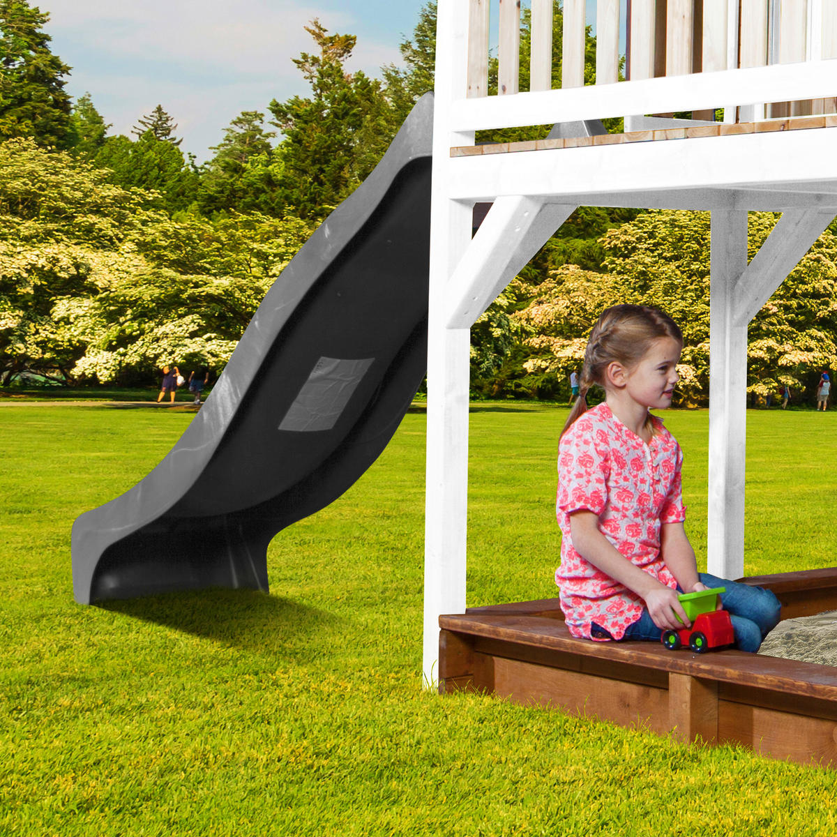 SPIELTURM 613/291/277 cm  - Braun/Weiß, KONVENTIONELL, Holz (613/291/277cm) - Ambia Garden