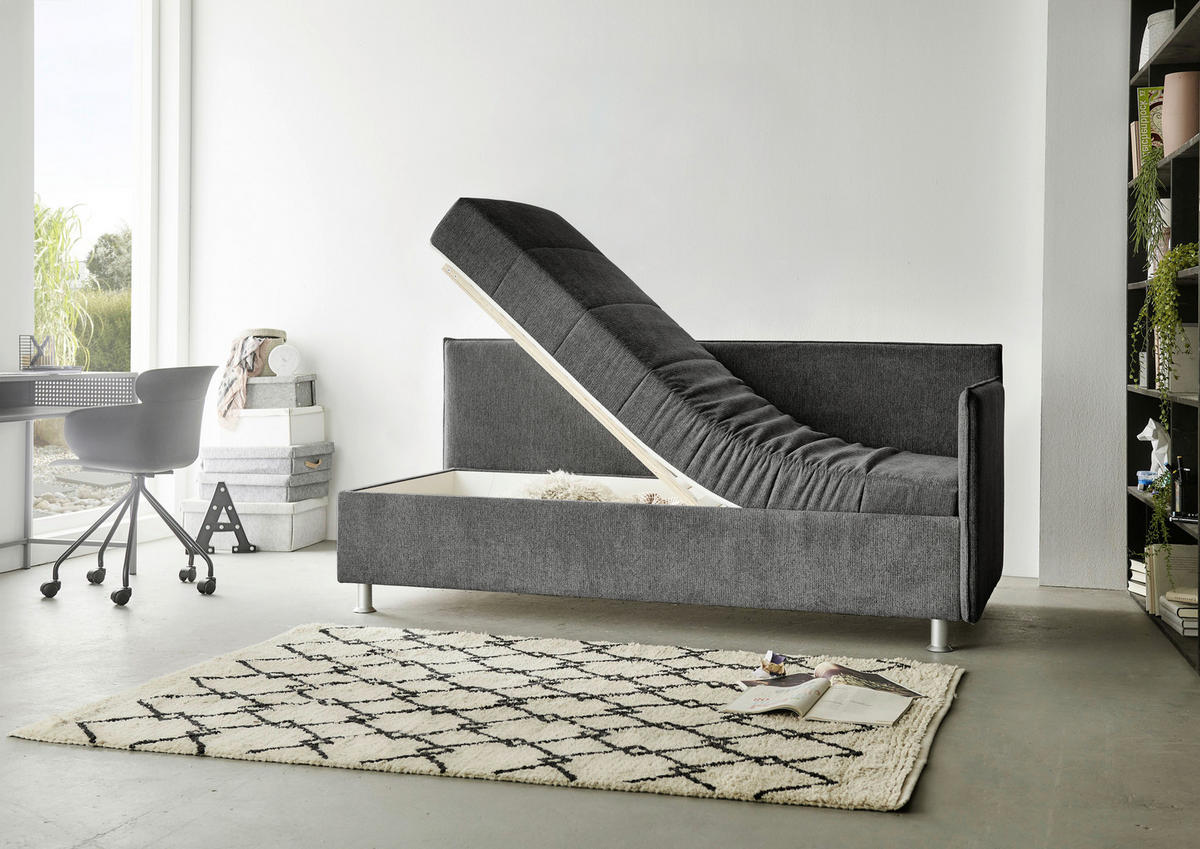 POLSTERLIEGE Flachgewebe Anthrazit  - Anthrazit/Alufarben, KONVENTIONELL, Holz/Holzwerkstoff (90/200cm) - Beldomo - Sleep