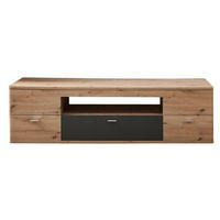 TV-ELEMENT Graphitfarben, Eichefarben  180/50/55 cm  - Eichefarben/Silberfarben, KONVENTIONELL, Glas/Holzwerkstoff (180/50/55cm) - Xora