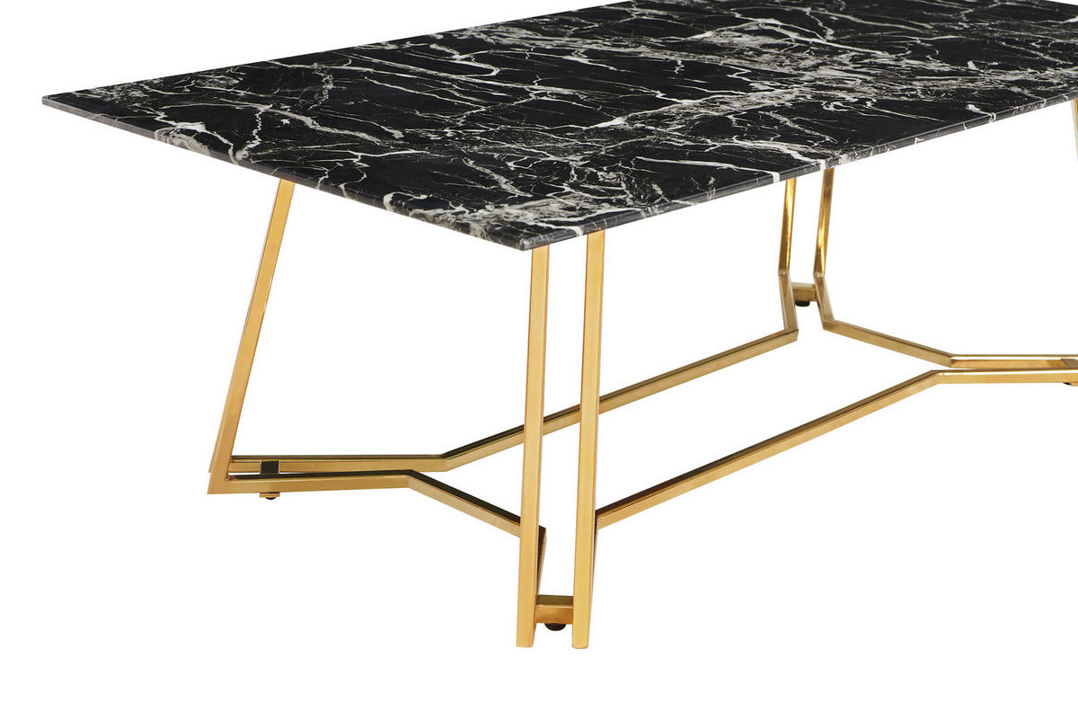 COUCHTISCH Sicherheitsglas 110/60/40 cm rechteckig Goldfarben, Schwarz  - Goldfarben/Schwarz, Design, Glas/Metall (110/60/40cm) - Livetastic