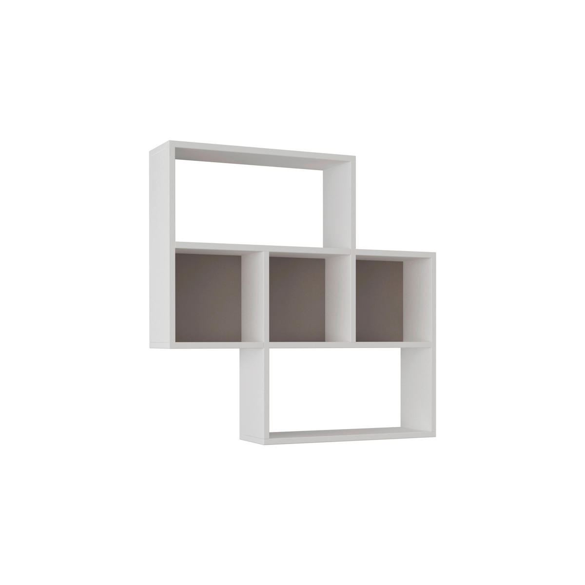 WANDREGAL Weiß, Mokka  - Weiß/Mokka, Design, Holzwerkstoff (85/85/20cm) - Livetastic