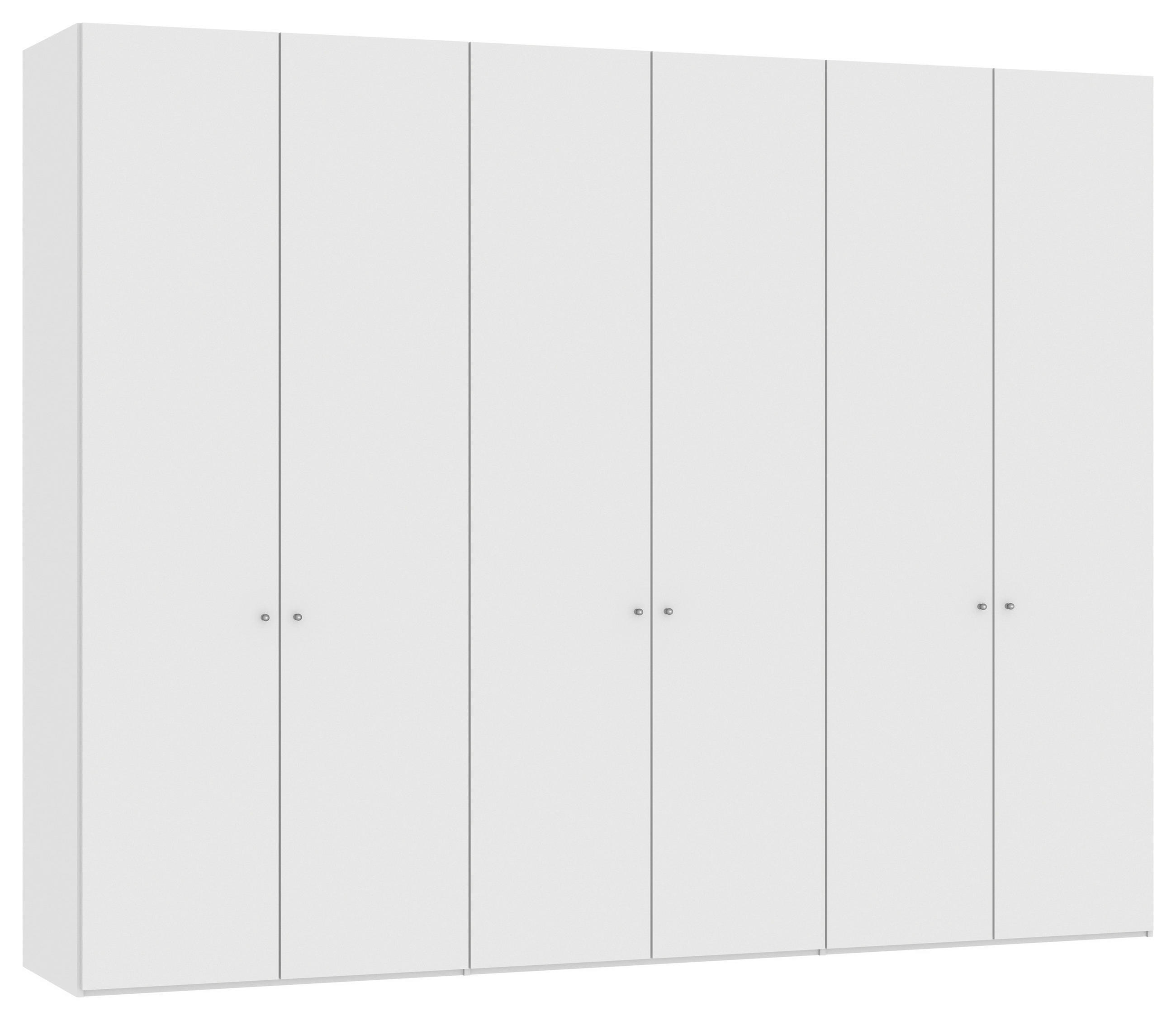 DREHTÜRENSCHRANK 303/236/59 cm 6-türig Weiß, Weiß Hochglanz  - Weiß Hochglanz/Silberfarben, Design, Holzwerkstoff/Metall (303/236/59cm) - Jutzler
