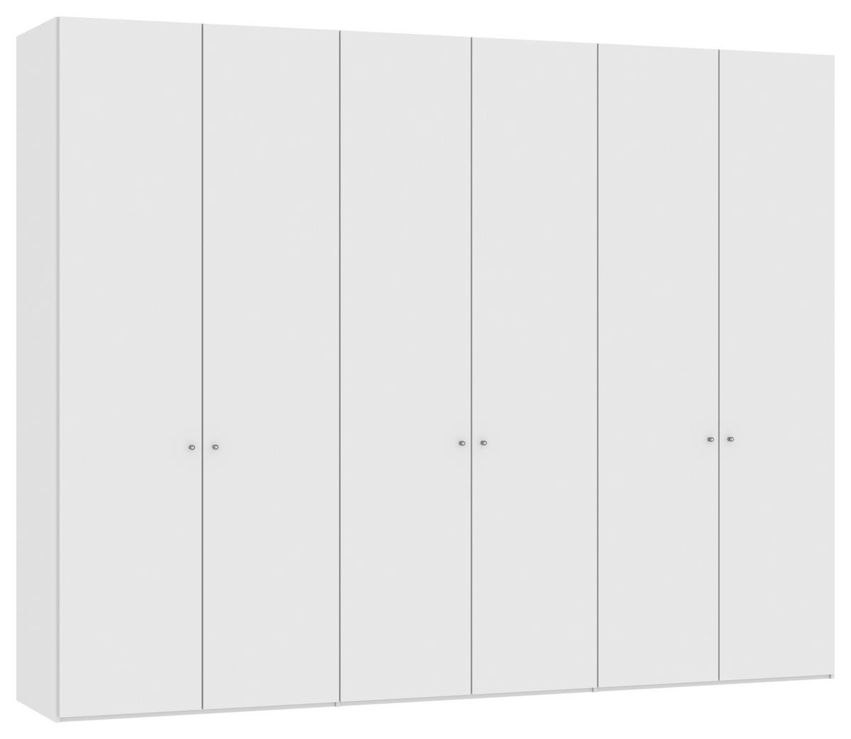 DREHTÜRENSCHRANK 303/236/59 cm 6-türig Weiß, Weiß Hochglanz  - Weiß Hochglanz/Silberfarben, Design, Holzwerkstoff/Metall (303/236/59cm) - Jutzler