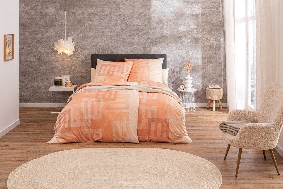 BETTWÄSCHE Atelier Makosatin 135/200 cm  - Orange, Design, Textil (135/200cm) - Estella
