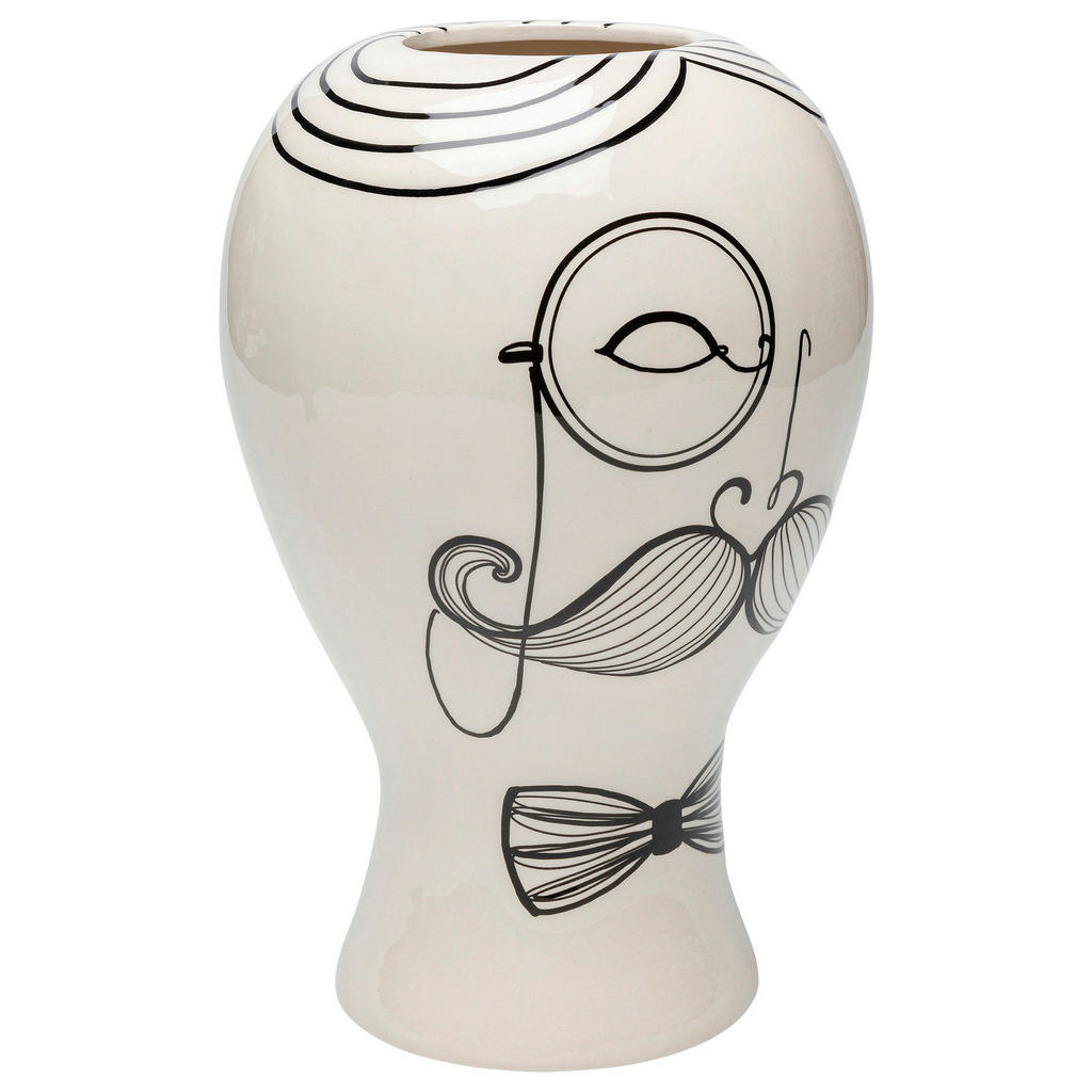 Thumbnail - Kare-Design Vase, Schwarz, Weiß, Keramik, 19x30x19 cm, handgemacht, Dekoration, Vasen, Keramikvasen