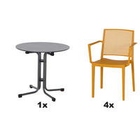 GARTENGARNITUR 5-teilig  - Gelb, Basics, Holzwerkstoff/Kunststoff (80/80/80cm) - Siena Garden