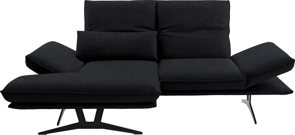 ECKSOFA in Echtleder Anthrazit  - Gelb/Anthrazit, Design, Leder/Metall (130/210cm) - Dieter Knoll