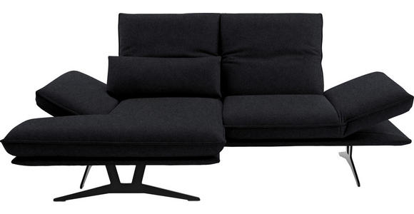 ECKSOFA in Echtleder Anthrazit  - Gelb/Anthrazit, Design, Leder/Metall (130/210cm) - Dieter Knoll