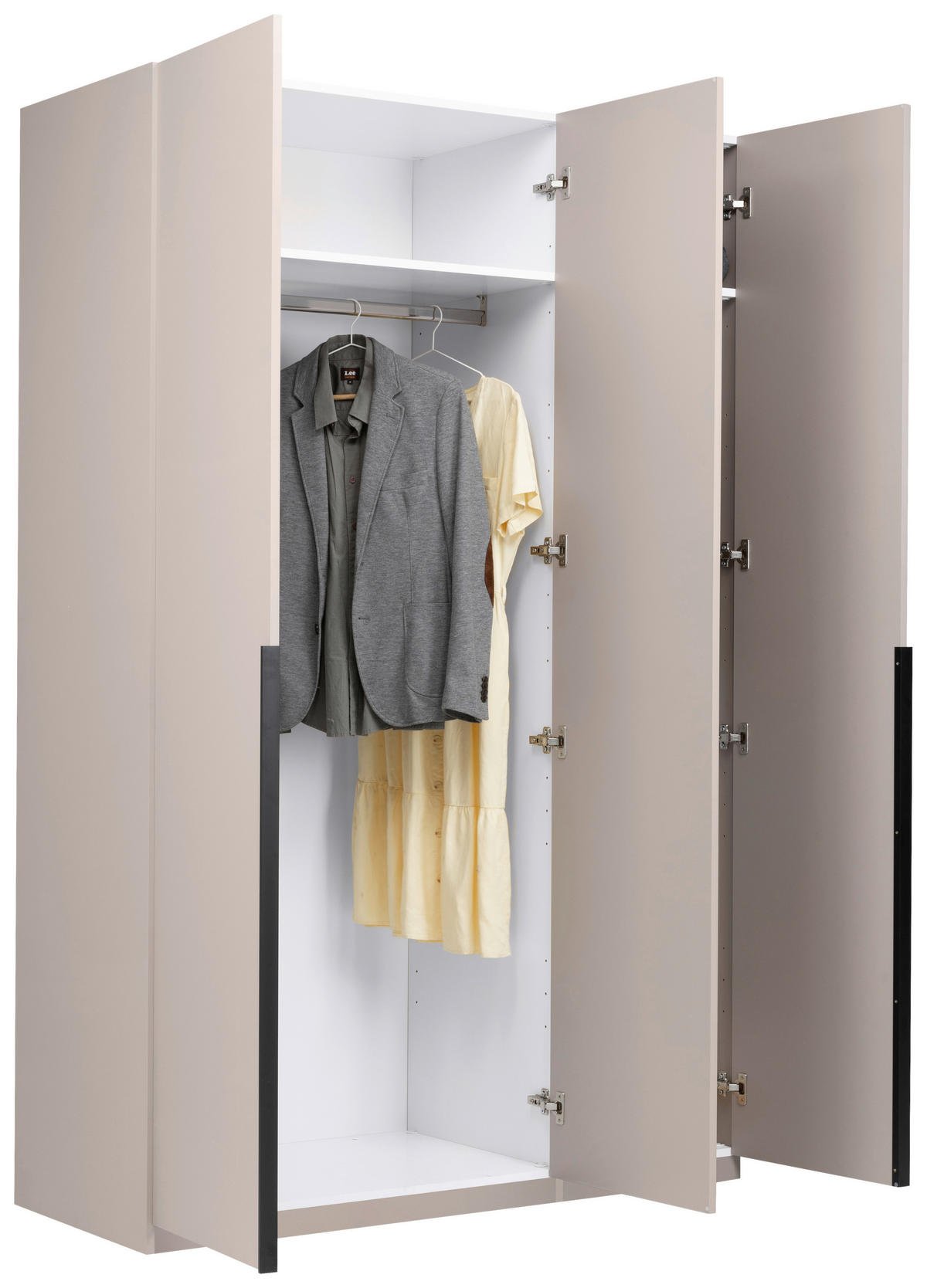 DREHTÜRENSCHRANK  in Kaschmir  - Kaschmir/Schwarz, MODERN, Holzwerkstoff/Metall (134/211/55cm) - MID.YOU