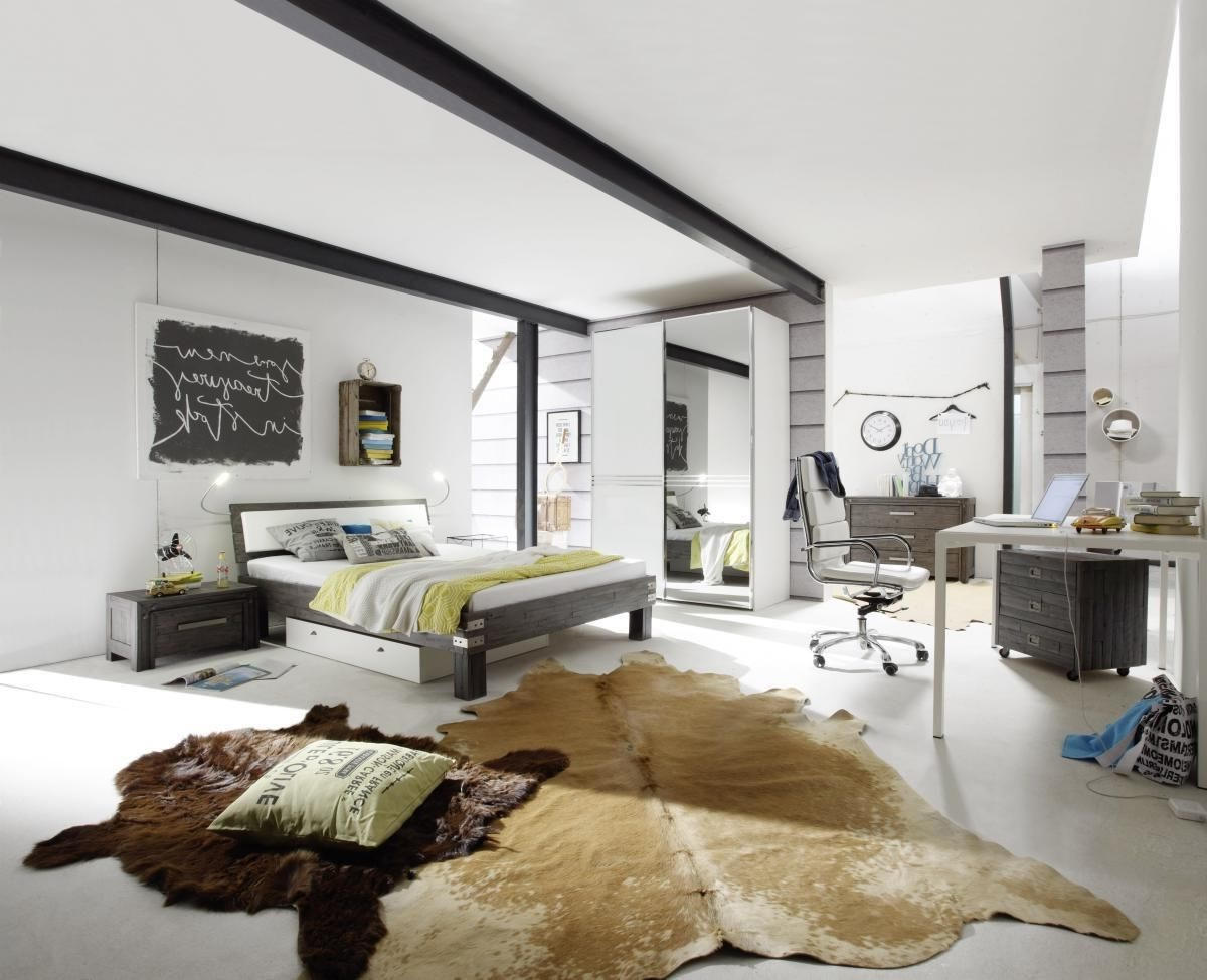 BETT Akazie massiv 90/200 cm Grau  - Grau, KONVENTIONELL, Holz (90/200cm) - Hasena