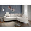 ECKSCHLAFSOFA in Weiss Textil   - Weiss/Schwarz, Modern, Holz/Textil (242/200cm) - Livetastic