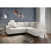 ECKSCHLAFSOFA in Weiss Textil   - Weiss/Schwarz, Modern, Holz/Textil (242/200cm) - Livetastic