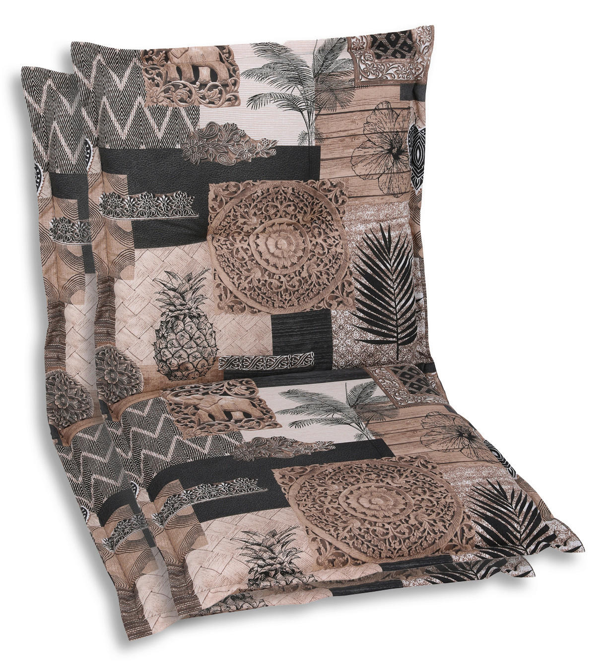 SESSELAUFLAGENSET Federn  - Dunkelbraun/Beige, Basics, Textil (50/7/100cm)