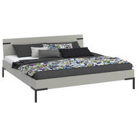 BETT 200/200 cm  in Hellgrau  - Hellgrau/Schwarz, Design, Holzwerkstoff/Metall (200/200cm) - Xora