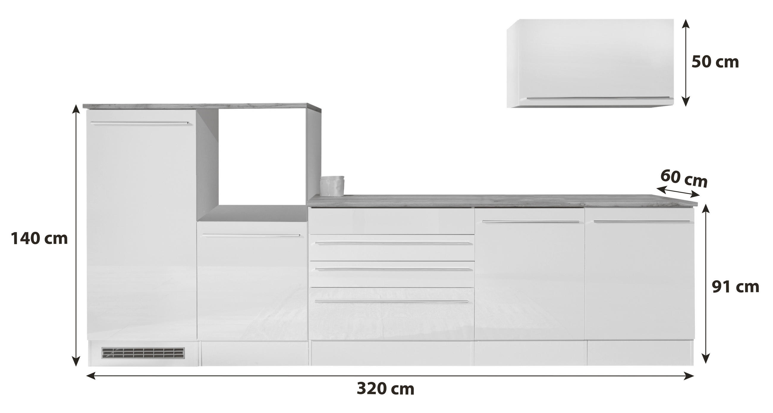 Thumbnail - Respekta Küchenleerblock Gabriel, Weiß, Grau Hochglanz, Metall, 3 Schublade(n) Schubladen, einzeln stellbar, einmalig se...