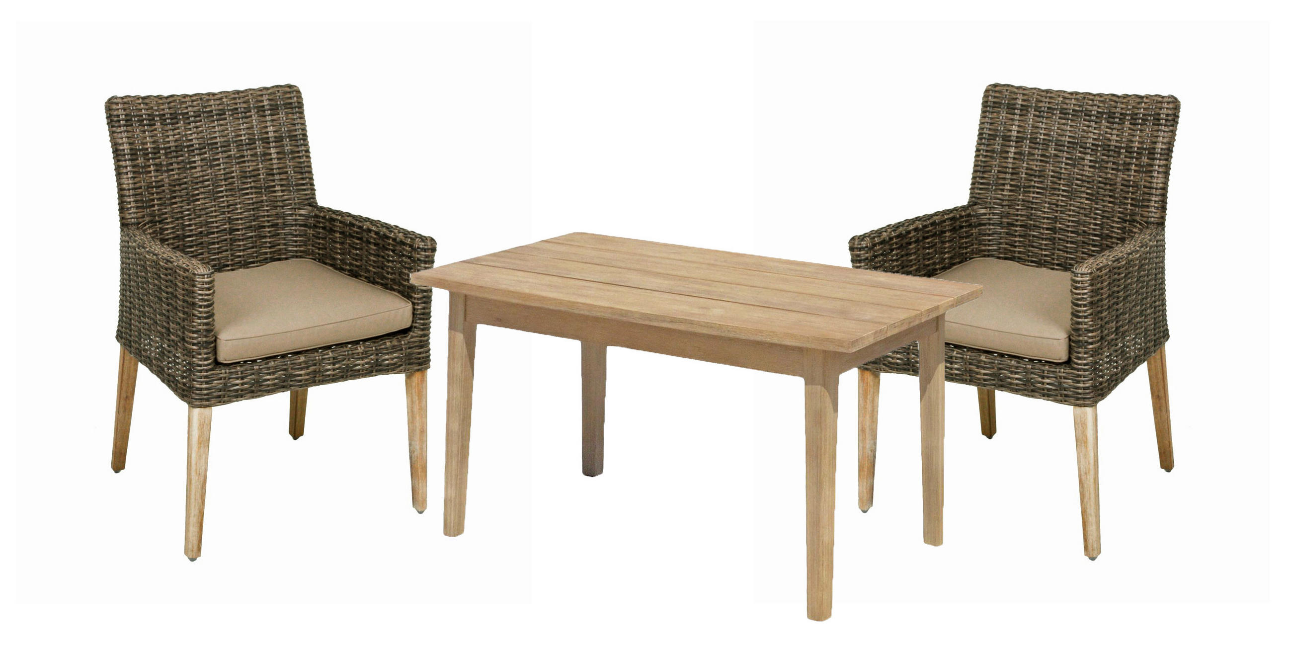 GARTENGARNITUR 3-teilig Akazie Hartholz Aluminium  - Hellbraun/Beige, Basics, Holz/Kunststoff (60/89/64cm) - Gardenson