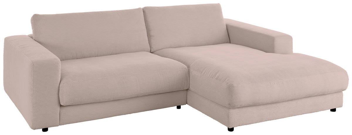 ECKSOFA in Cord Taupe  - Taupe/Schwarz, Design, Kunststoff/Textil (270/190cm) - Lomoco